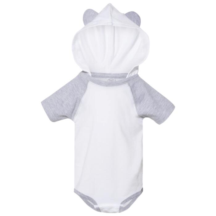 Infant Fine Jersey Raglan Bodysuit with Hood & Ears Thumbnail
